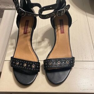 Black leather sandals